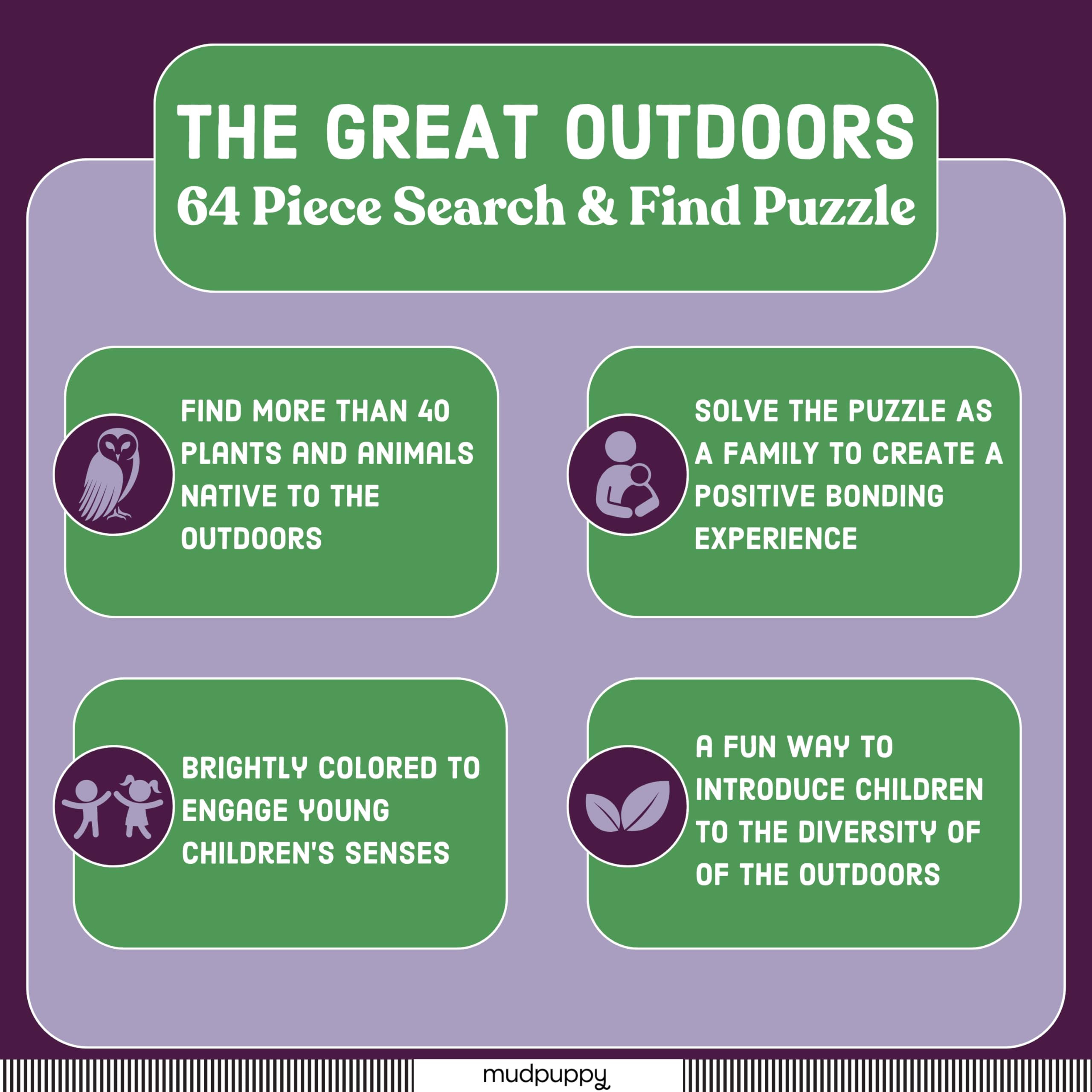 Mudpuppy The Great Outdoors — 64 Piece Search & Find Puzzle Jigsaw Puzzle Featuring Diverse Wildlife Animals and Plants and Over 40 Hidden Images to Find for Ages 4+ - Image 6