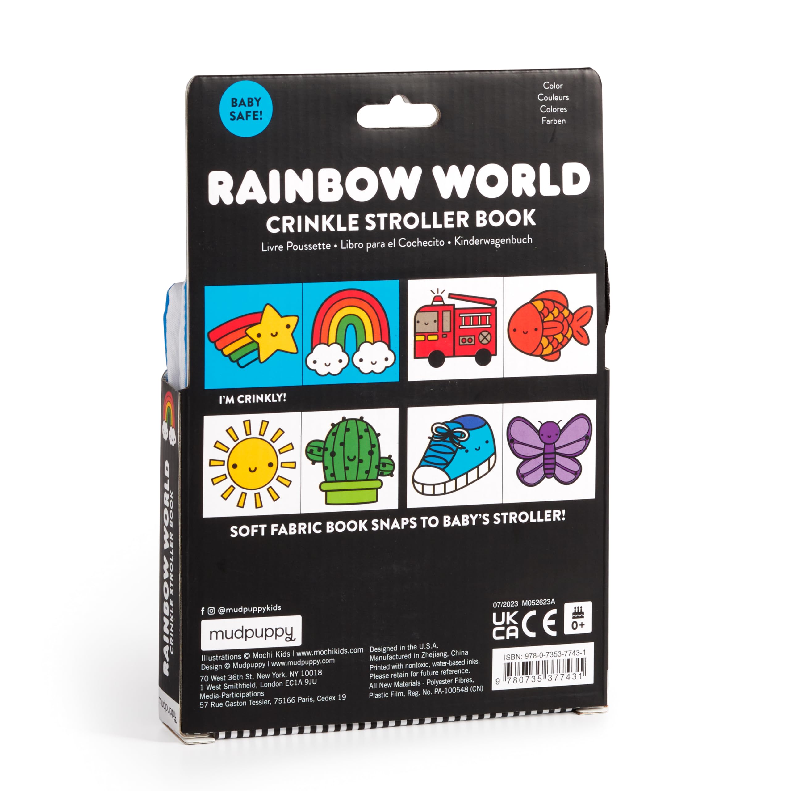 Rainbow World – Colorful Early Development Crinkle Fabric Stroller Book for Toddlers and Babies - Image 3